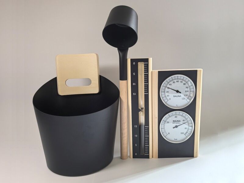 Fjordholz Black Edition Sauna Zubehör-Set 4-Teilig