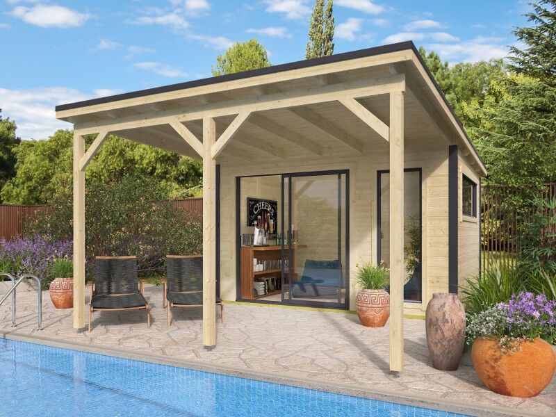 Fjordholz Gartenhaus Modell Juist-1 mit Vordach