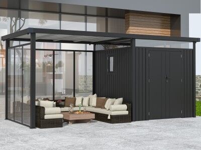 Metall Gerätehaus Modell Style 4,45 m² Spar-Set 5 Anthrazit