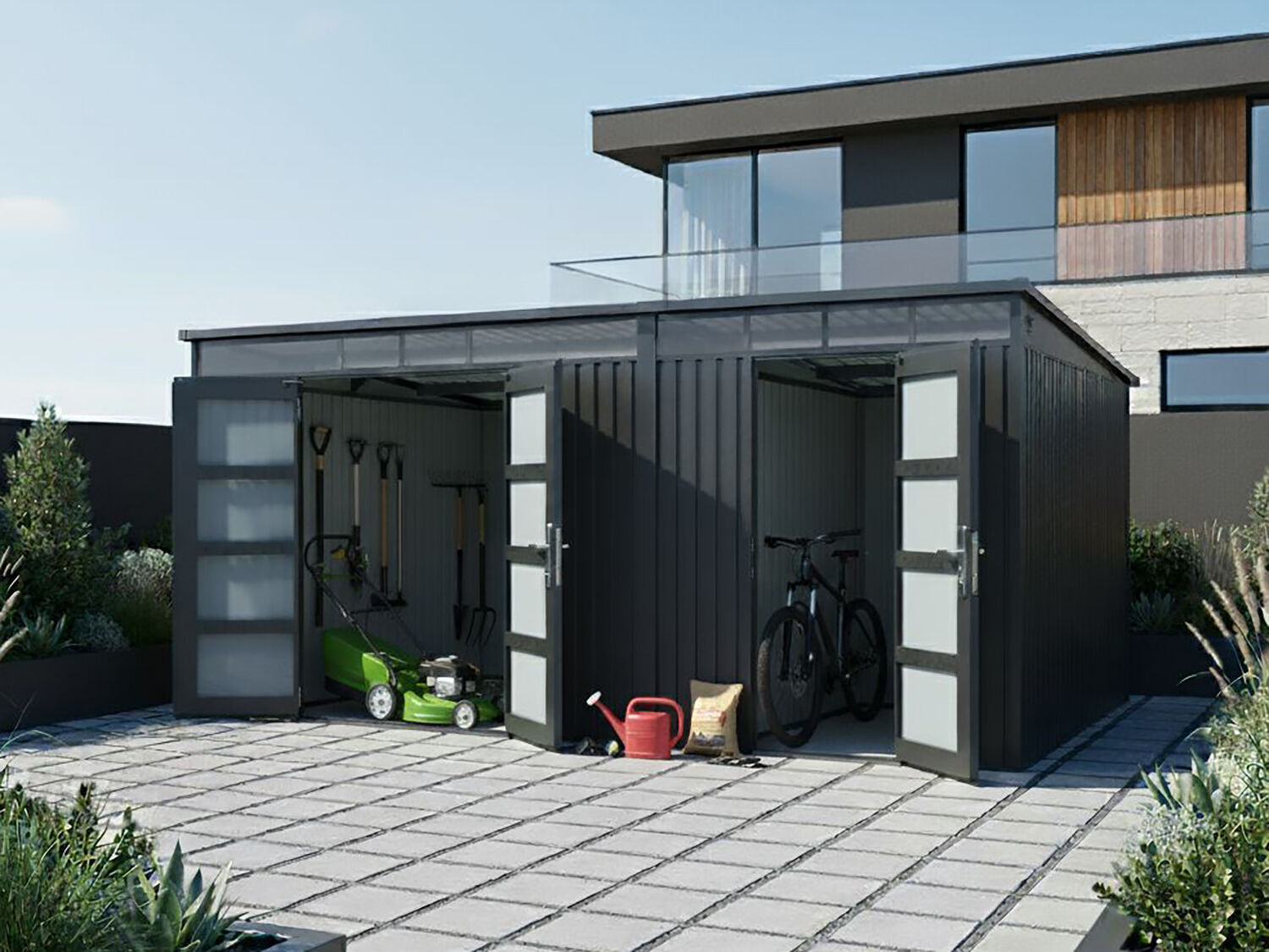 2-Raum Metall Gerätehaus Skylight Duo 12,96 m² |Rabatt: 31 %