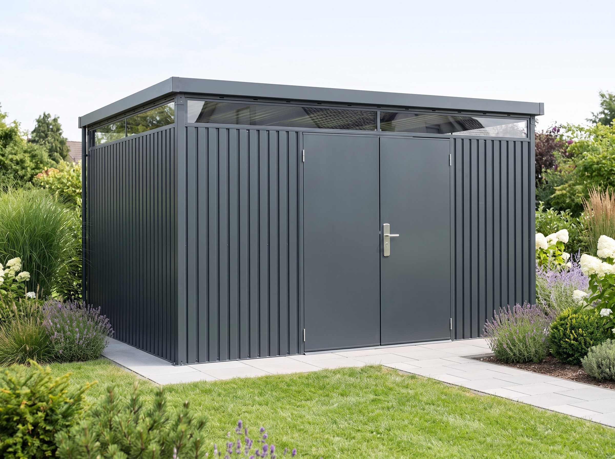 18% Rabatt ✓ 4 × 4 m | StarLine Metall Gerätehaus Solidum 11,4 m² | 2 Raum | modern