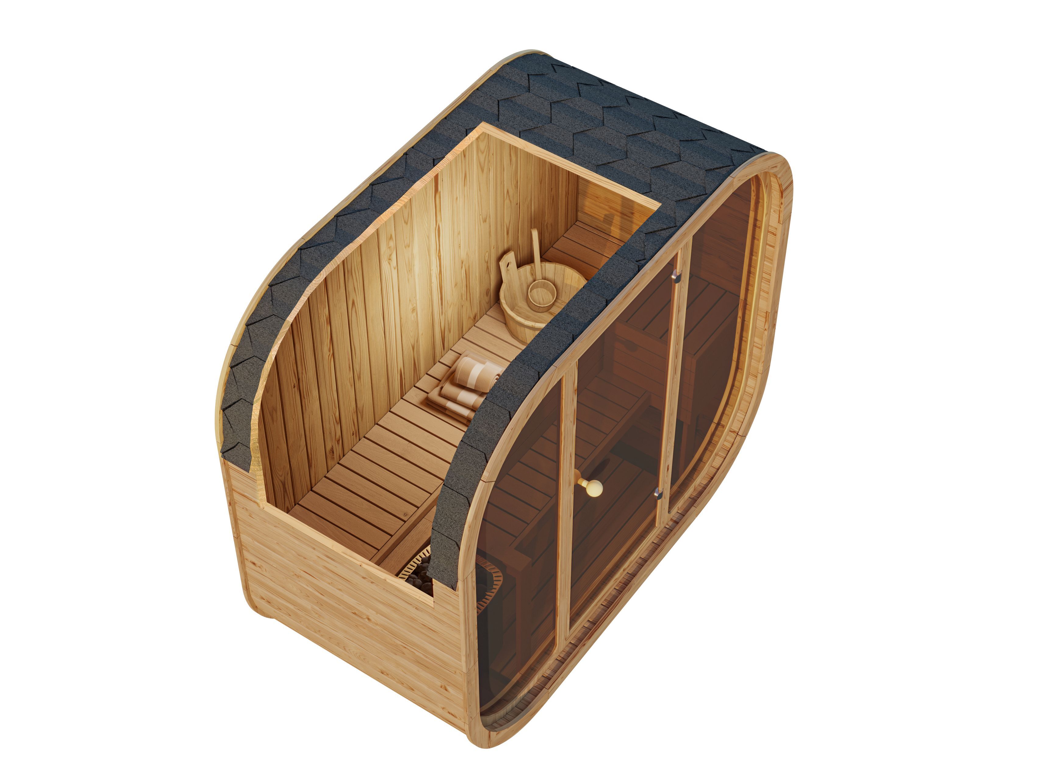 Fjordholz Fass-Sauna Modell Luxe-2 Premi...