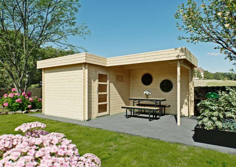 Gartenhaus L Form Flachdach