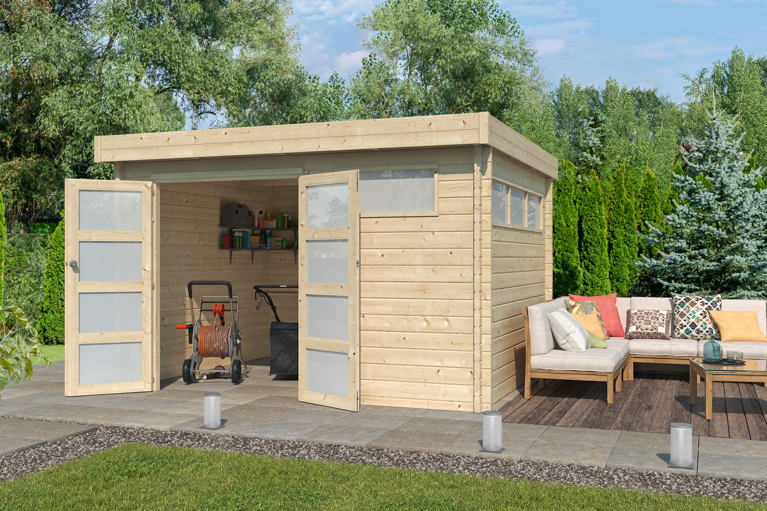 Flachdach Gartenhaus Modell Nelo 44 A Rabatt: 26 %