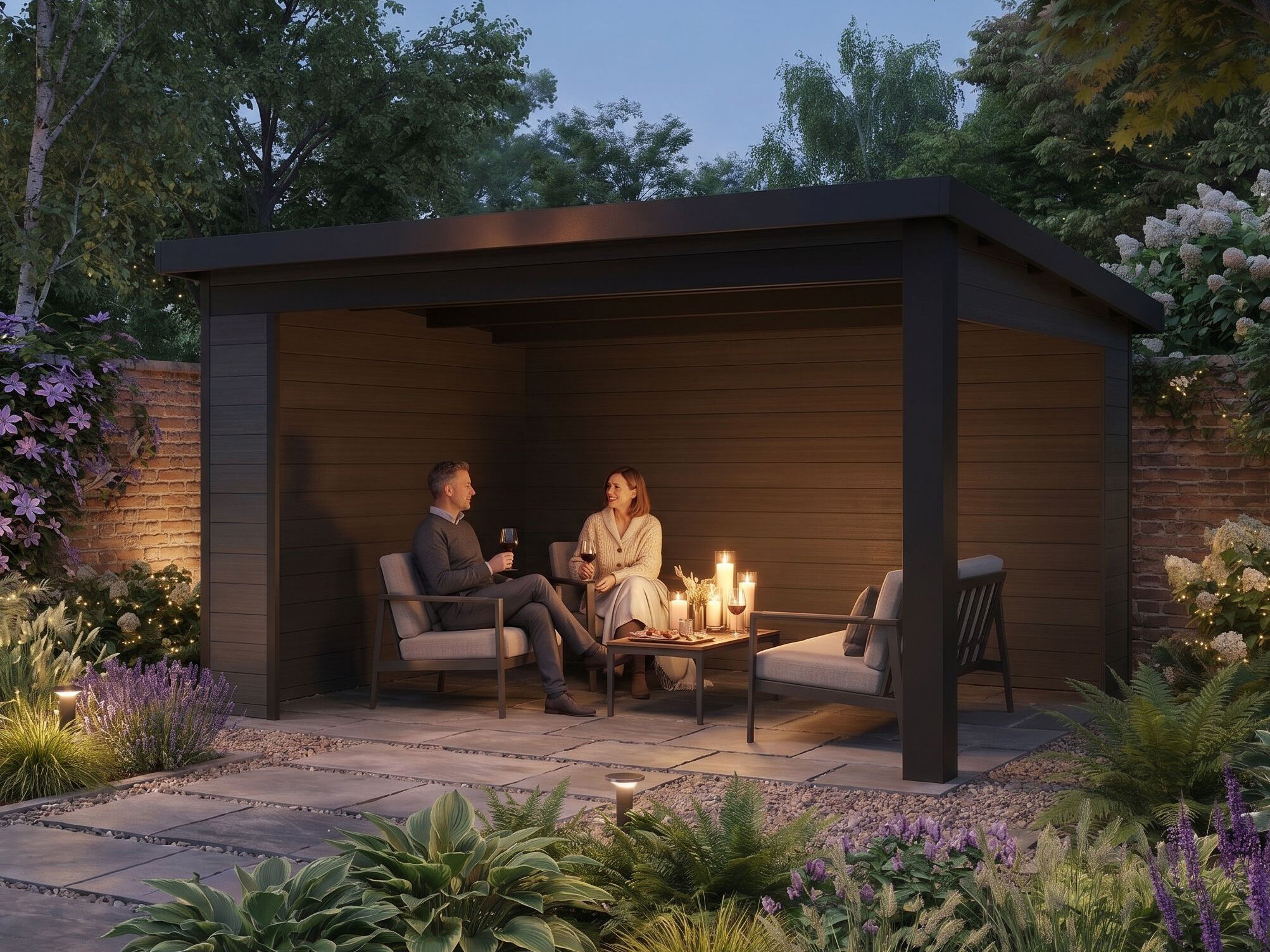28 % reduziert! WPC Gartenlaube Modell Lounge 12,0 m²