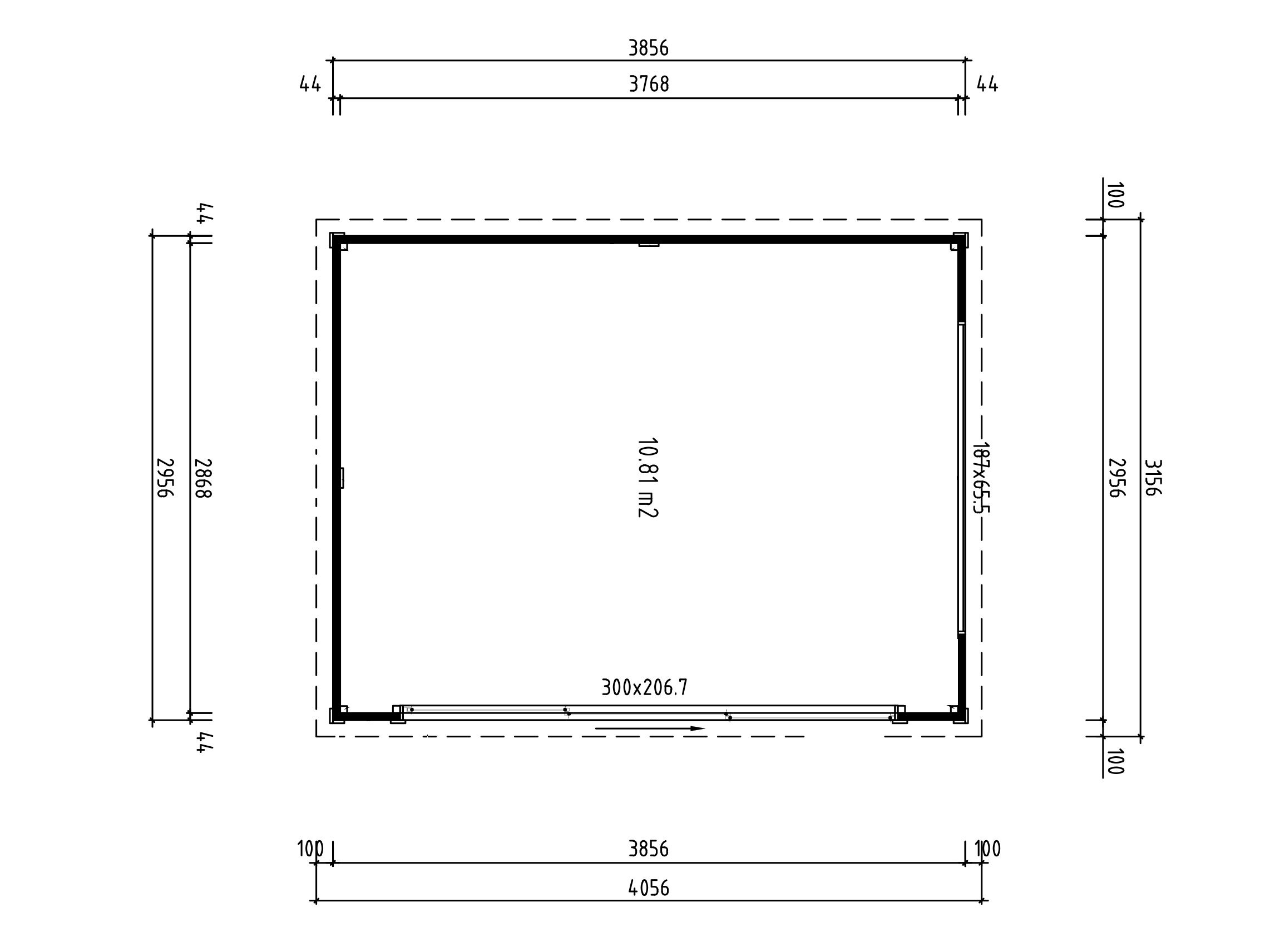 Fjordholz Gartenhaus Modell Poel-1 mit Vordach