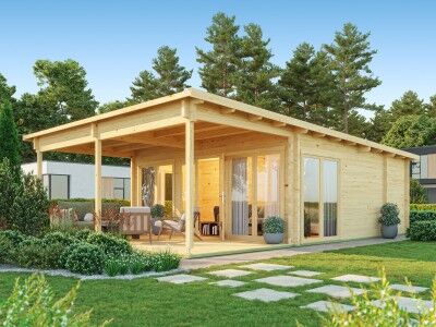 Fjordholz Gartenhaus Modell Taunus 70 mit Vordach
