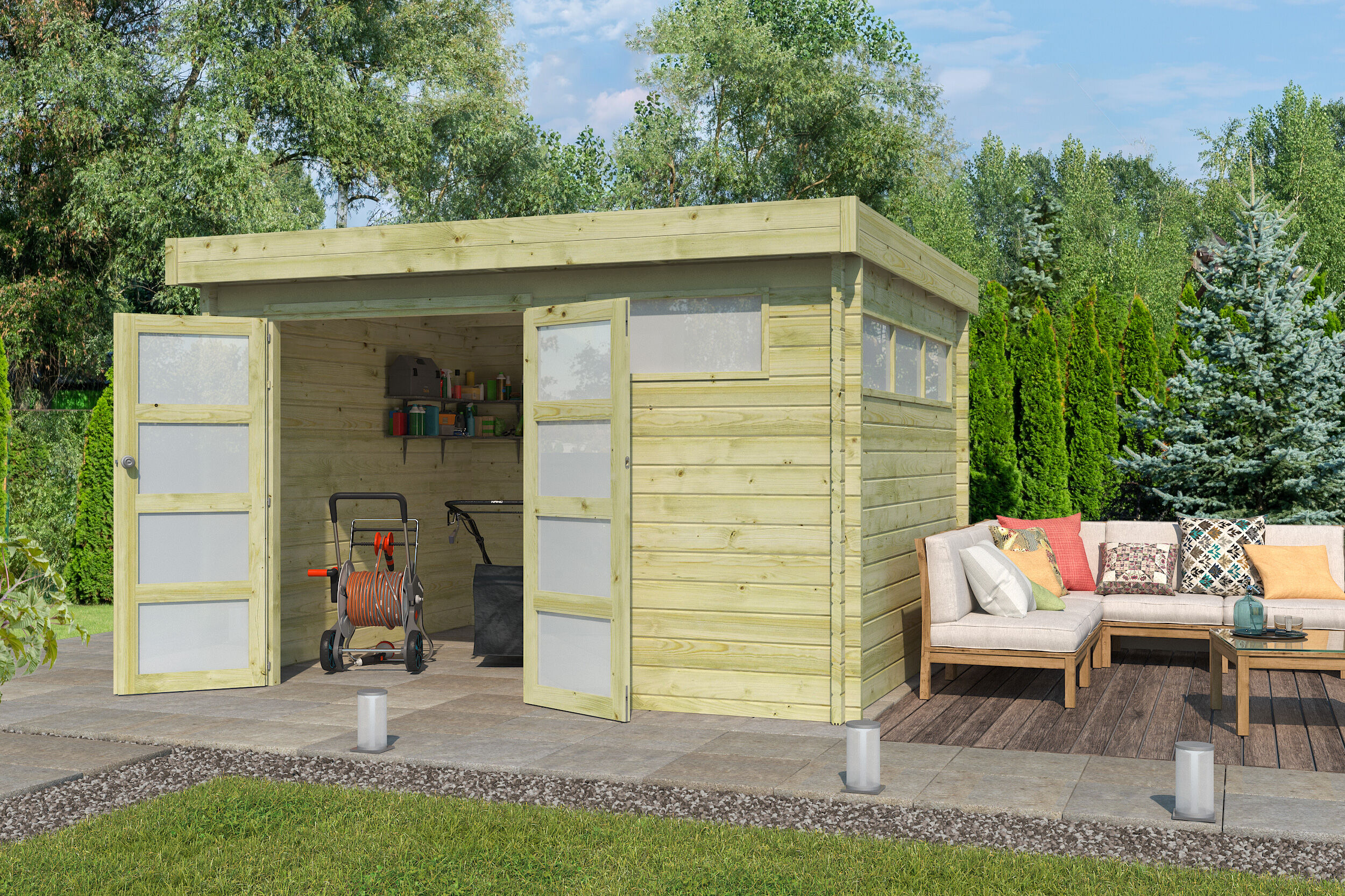 Flachdach Gartenhaus Modell Nelo 44 A Rabatt: 26 %