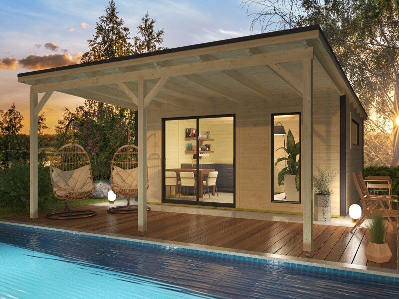 Fjordholz Gartenhaus Modell Juist-4 mit Vordach