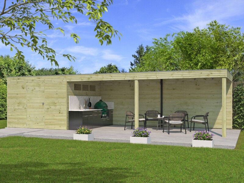 Gartenhaus Modell QB-Line 9,00 m² + 600 cm Anbau