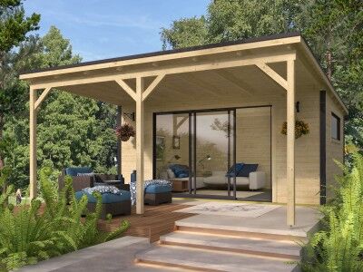 Fjordholz Gartenhaus Modell Poel-4 mit Vordach