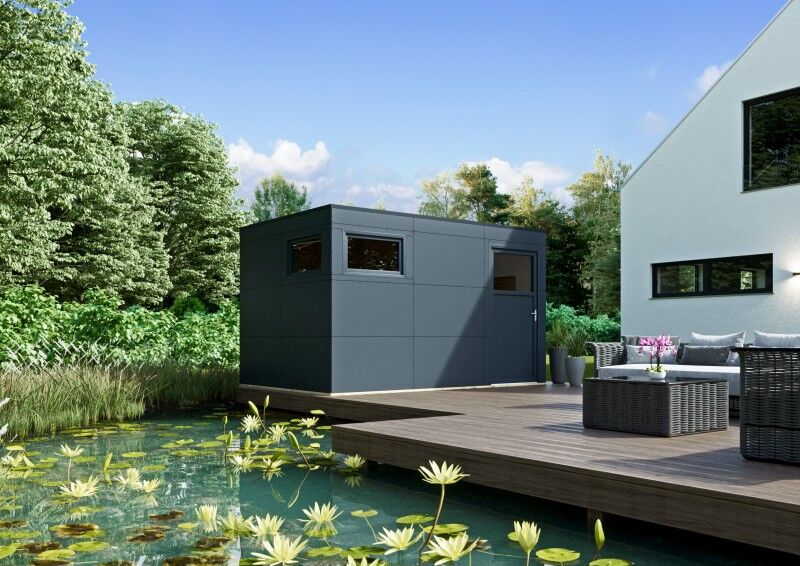 Premium HPL Design Gartenhaus Größe 2 anthrazit