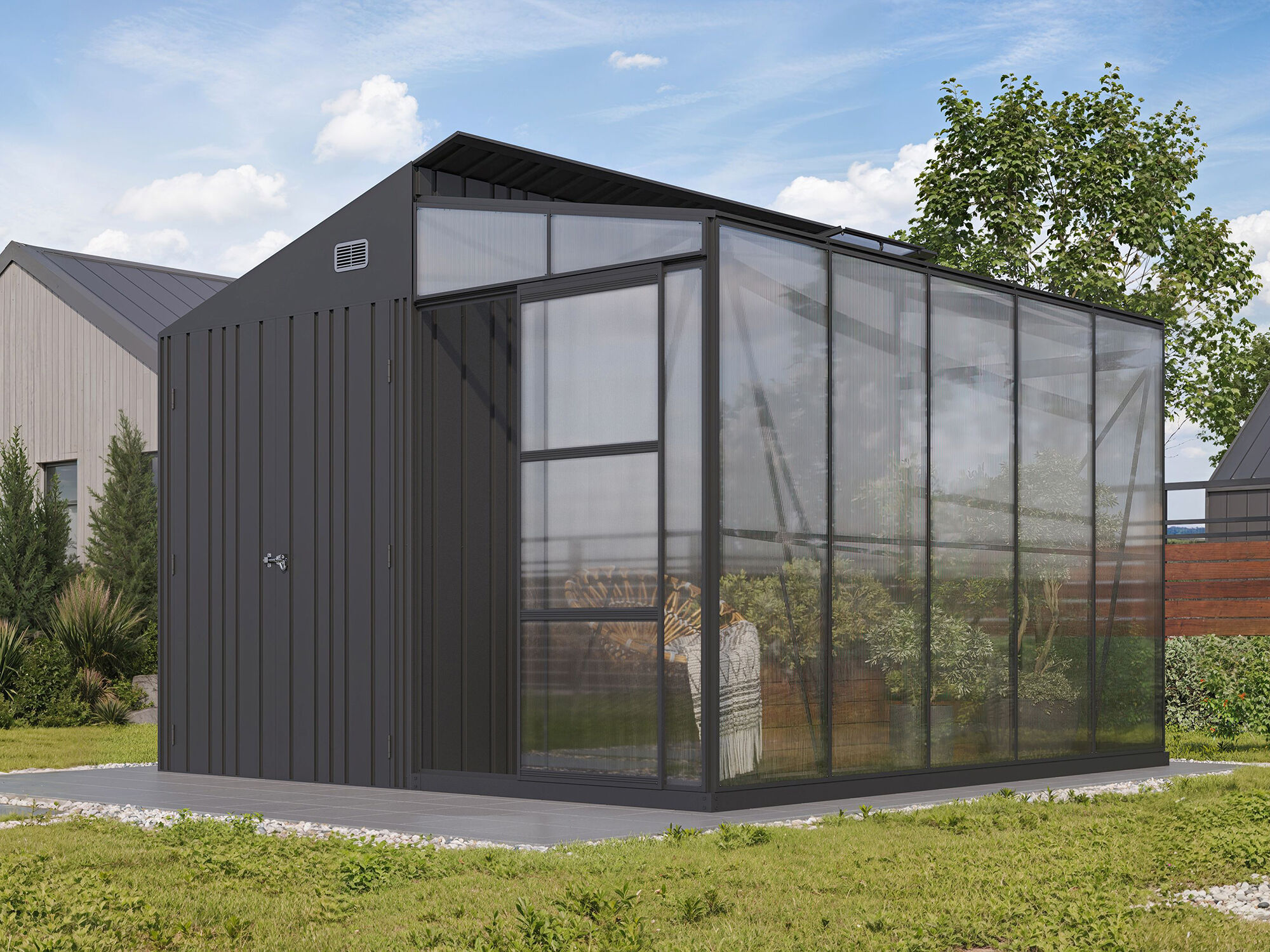 Kombi Gewächs- und Gerätehaus Modell Greenstore 8,| Rabatt: 33%|4x2m
