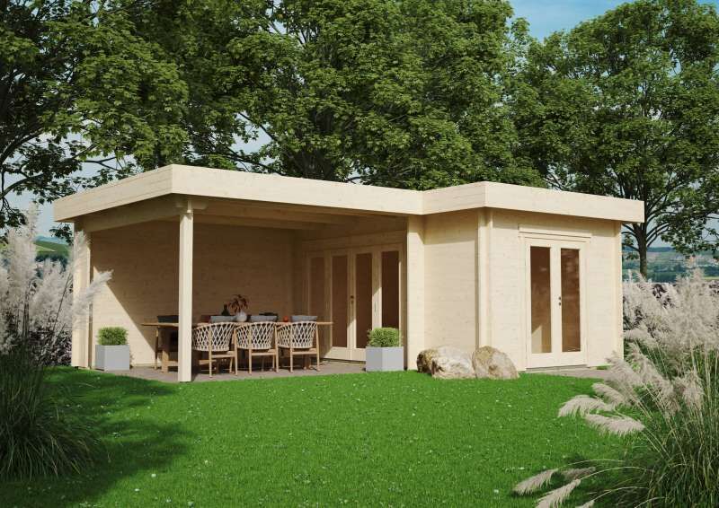 Gartenhaus L Form Flachdach