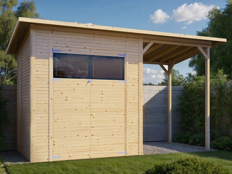 Gerätehaus Modell Pent Modern 2 Plus natur