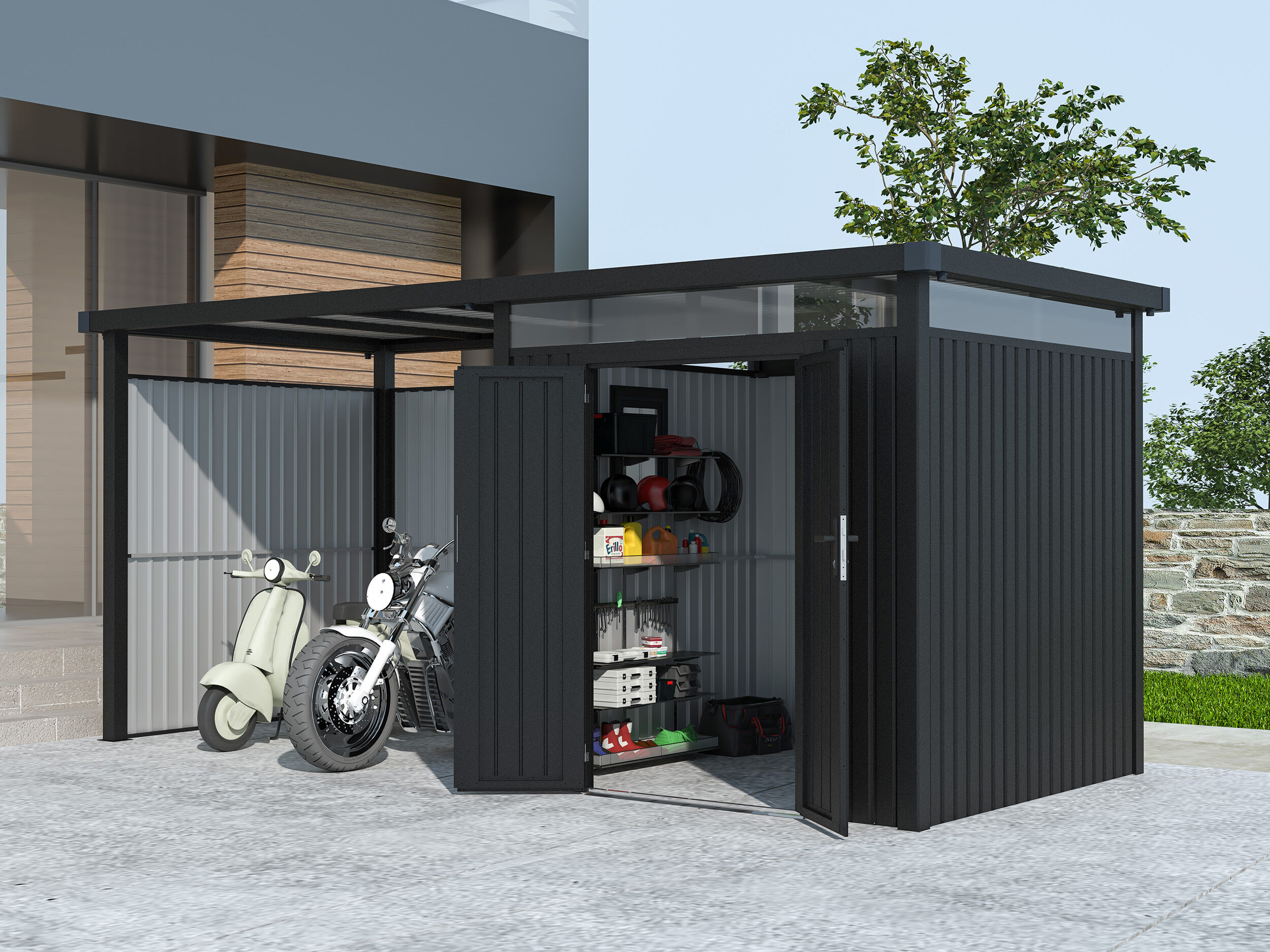 32% reduziert - Metall Gartenhaus Modell Style 4,45 m² Spar-Set 2 6m² 32% reduziert - Metall Gartenhaus Modell Style 4,45 m² Spar-Set 2 6m²