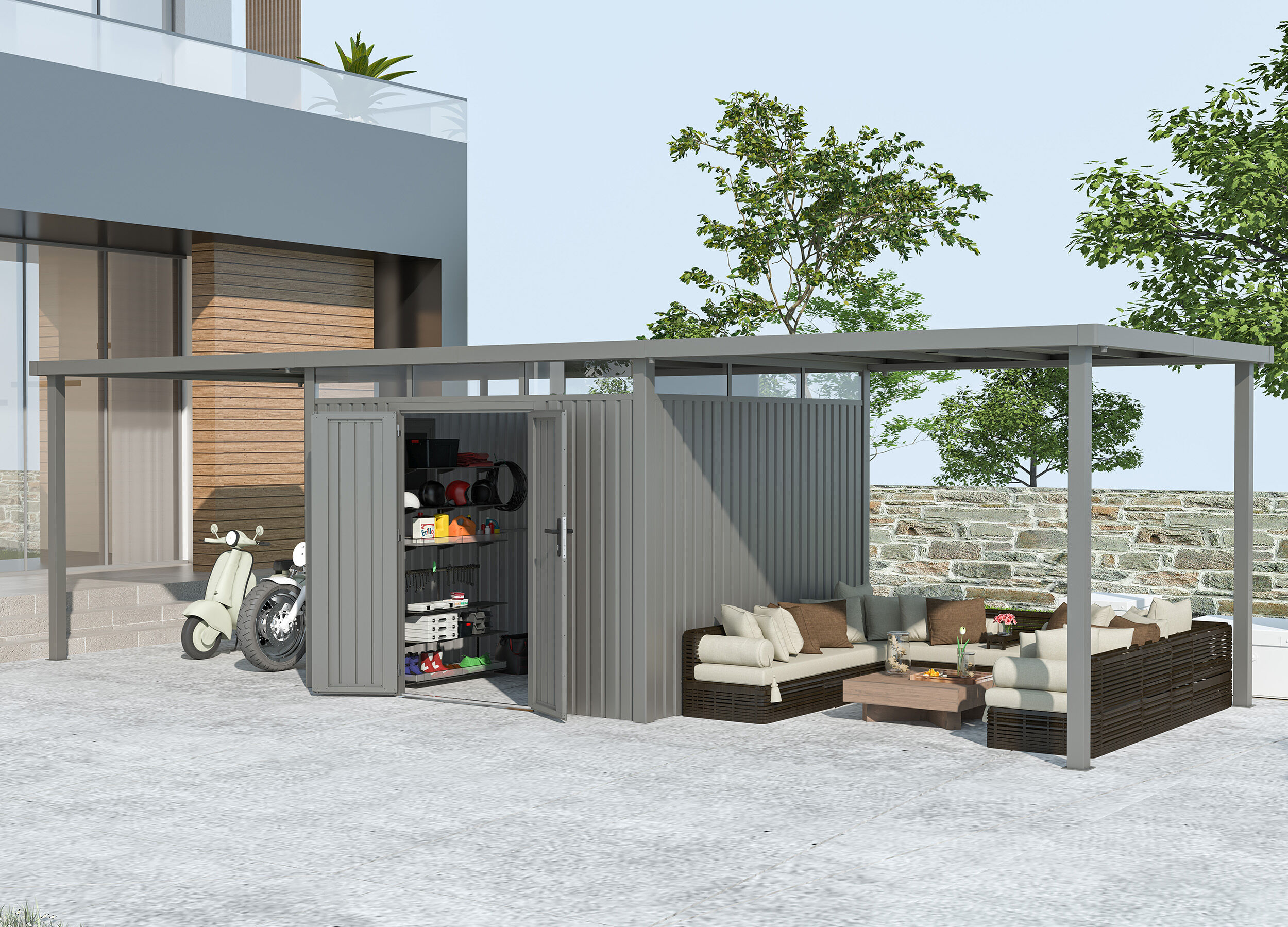 27% reduziert - Metall Gerätehaus Modell Style 7,56 m² Spar-Set-3