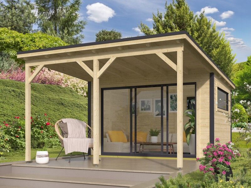 Fjordholz Gartenhaus Modell Poel-1 mit Vordach