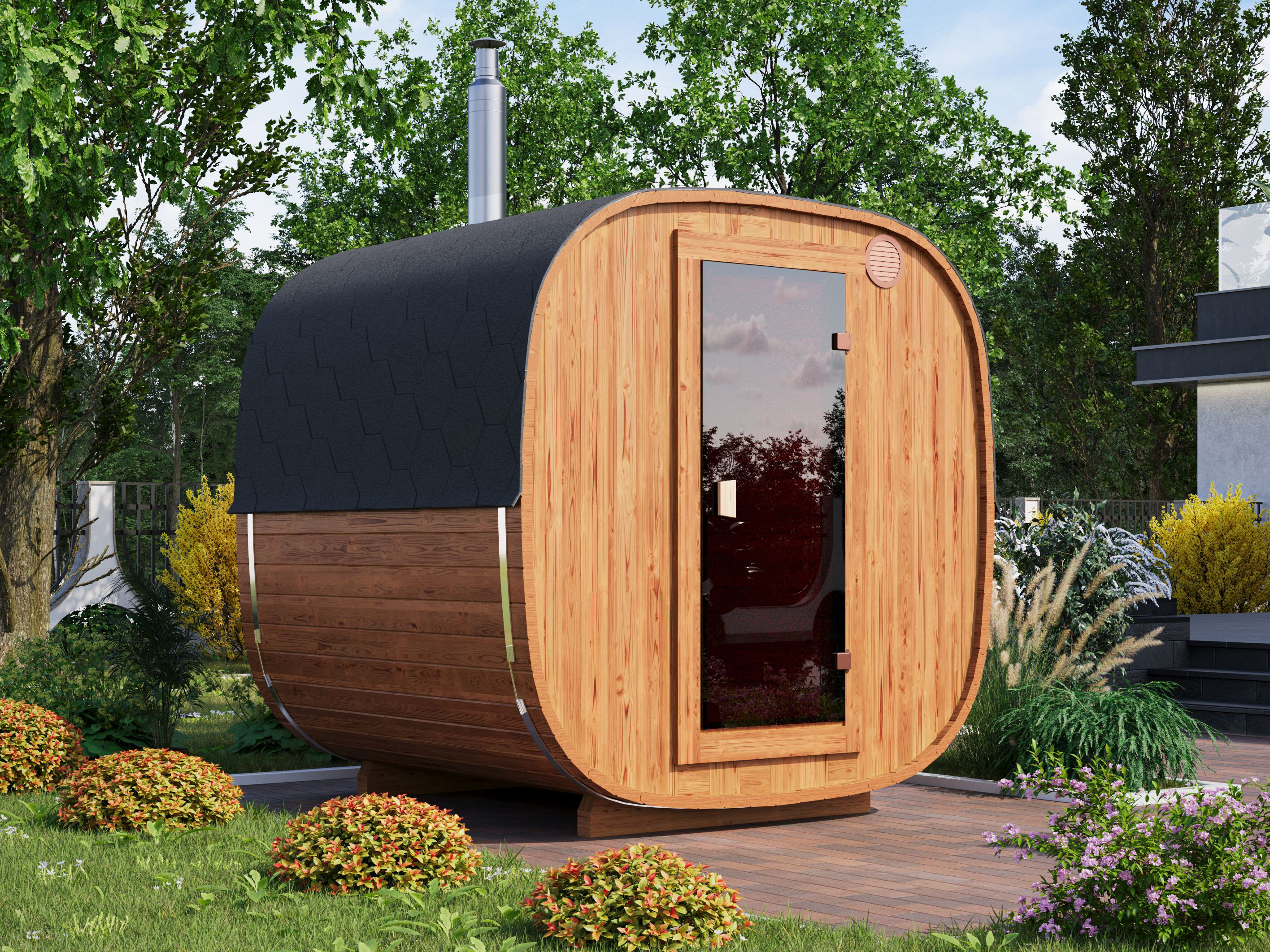 Fjordholz Fass-Sauna Modell Quadro 170 cm