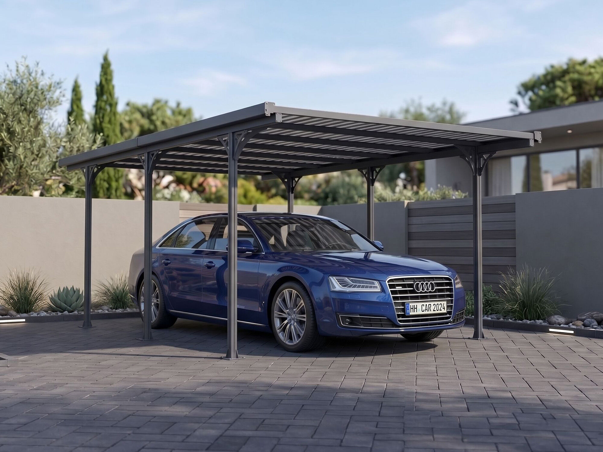 StarLine Metall Flachdach Einzelcarport Modell Ele