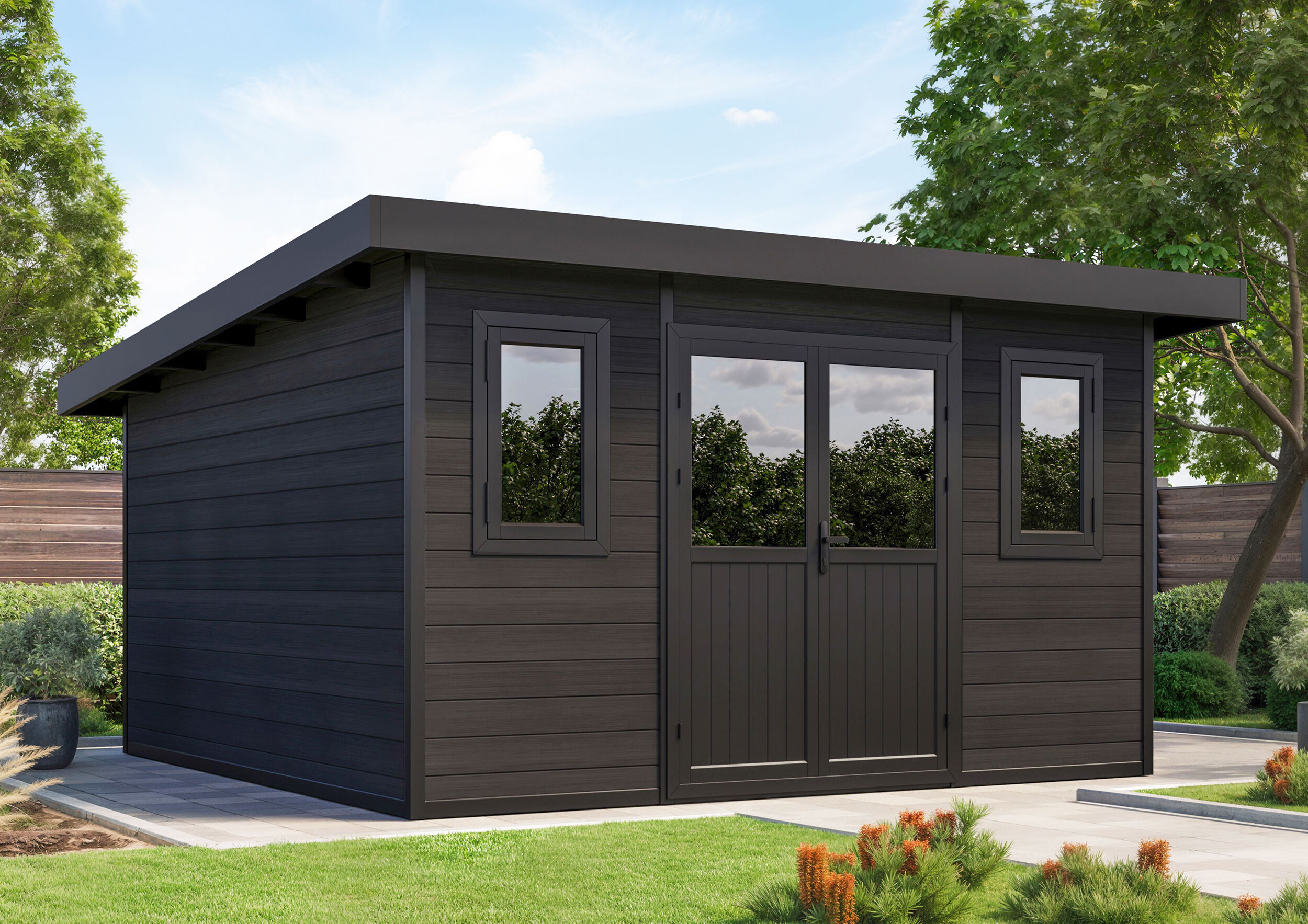 26% reduziert - WPC Holzgartenhaus Modell Duo Color 15 m²