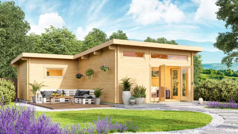 Gartenhäuser in LForm aus Holz kaufen