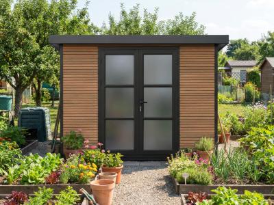 WPC Gartenhaus Modell FineLine 5,8 m² Teak