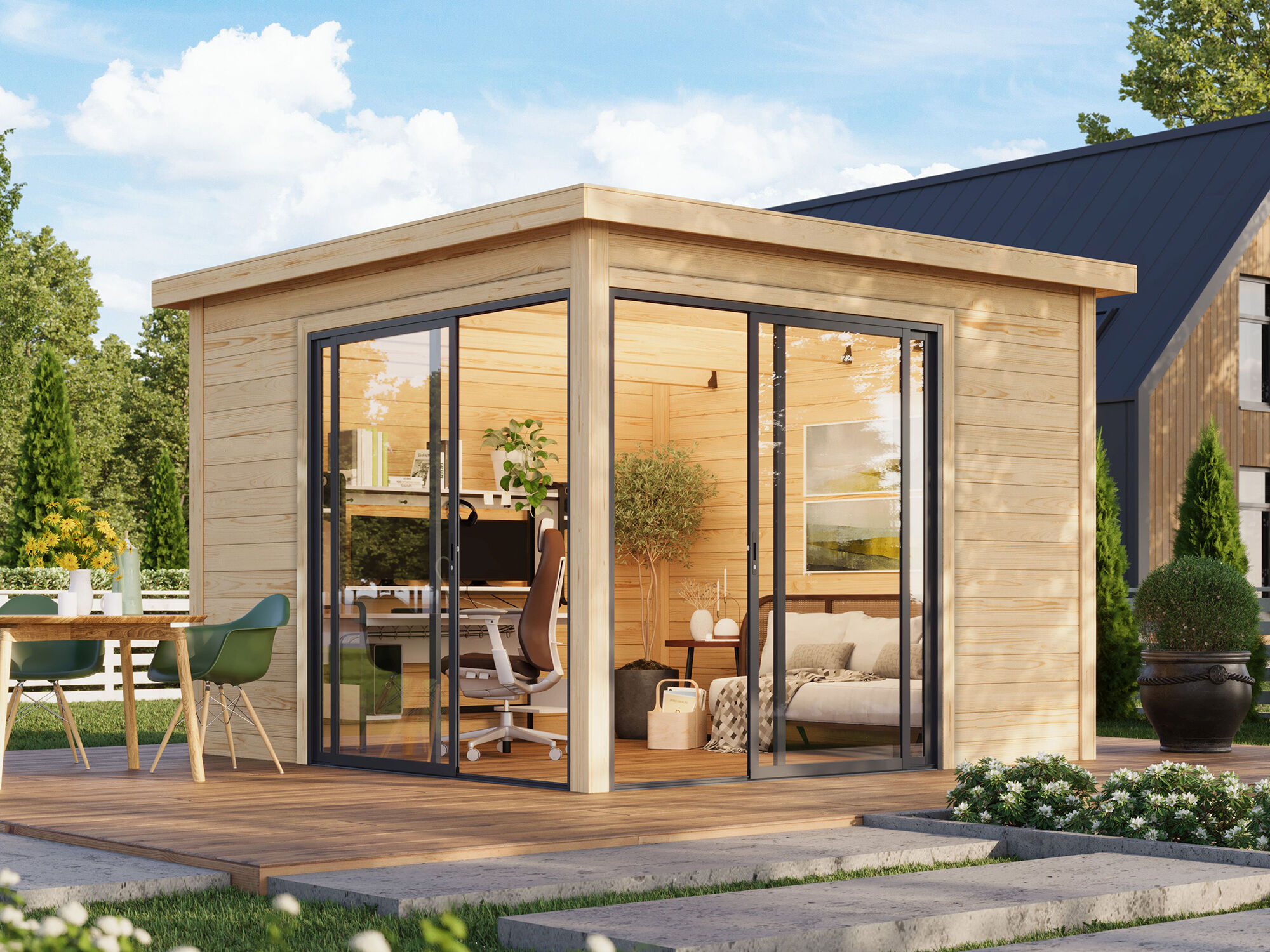 26% Rabatt ! Fjordholz Gartenhütte Modell Office IsoSlide 1 3x3m