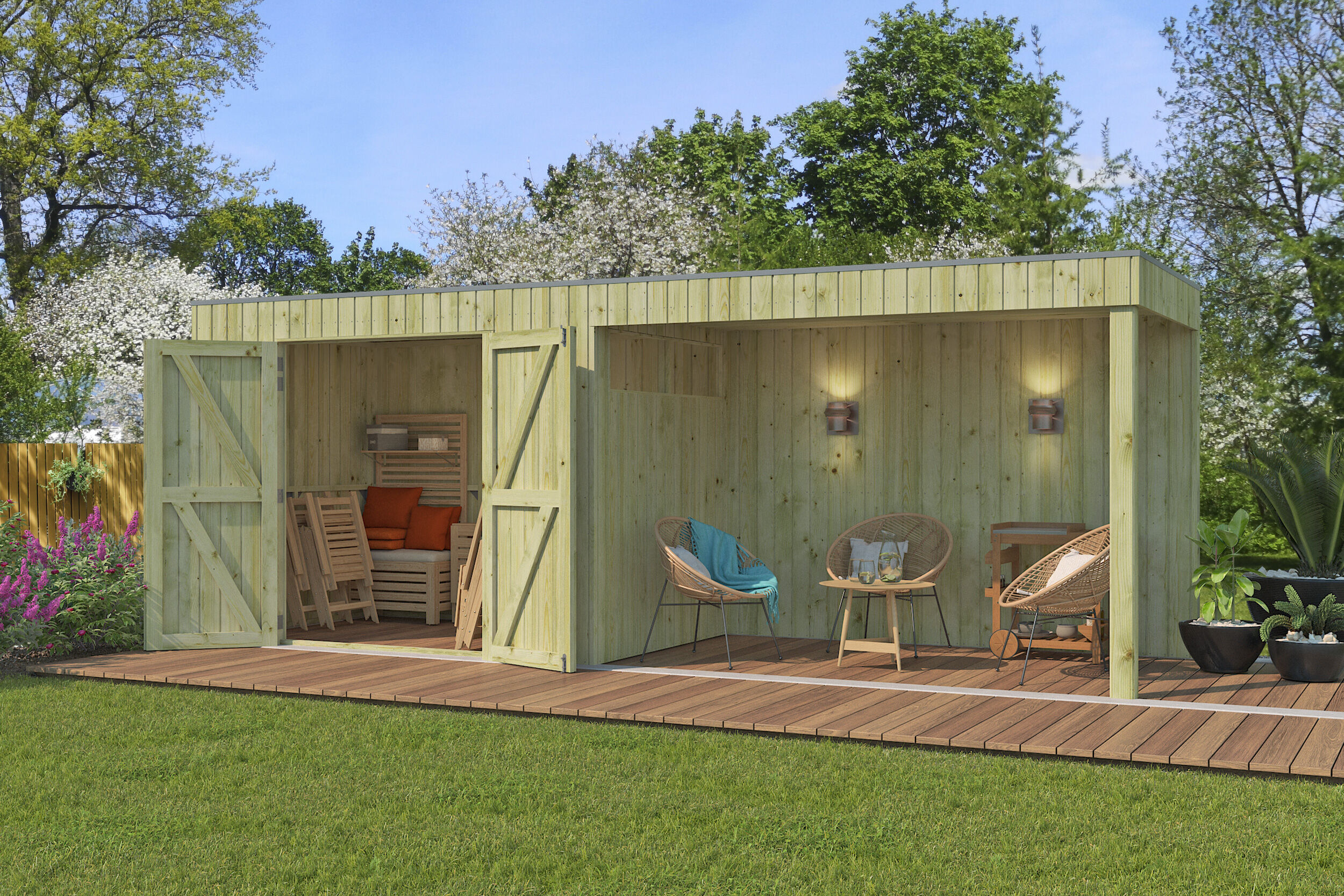 Gartenhaus Modell QBV-Line 5,90 m² + 300 cm Anbau Rabatt: 26 %