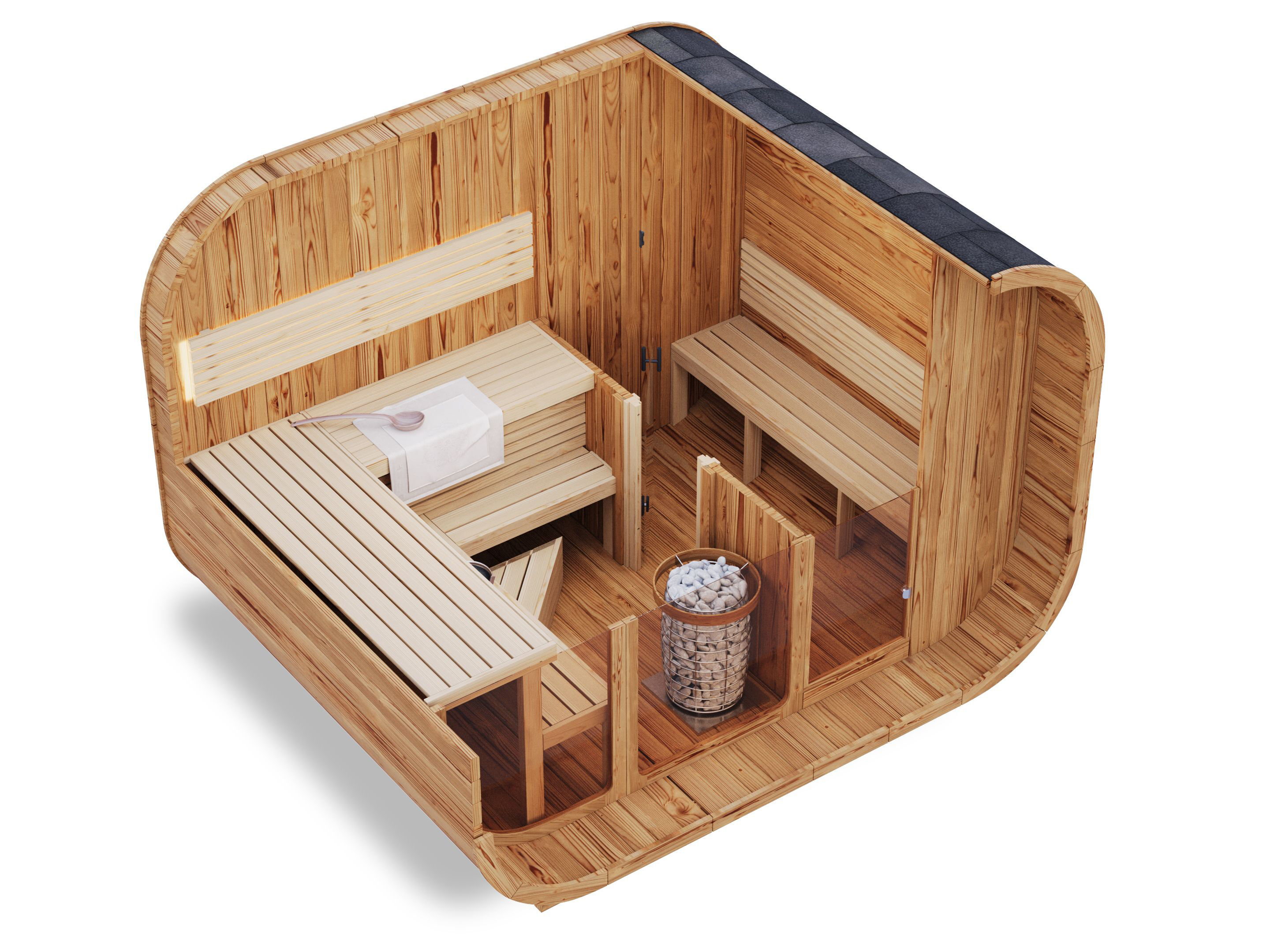 Fjordholz Fass-Sauna Modell Luxe-3 Zweir...