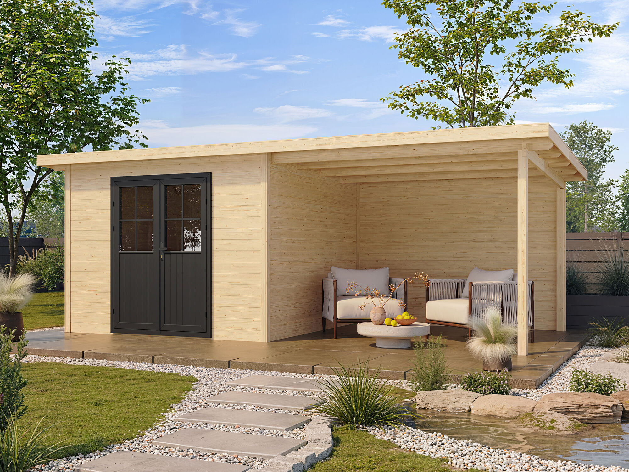 26% billiger ! Fjordholz Gartenhaus Modell Alu Line 28-C