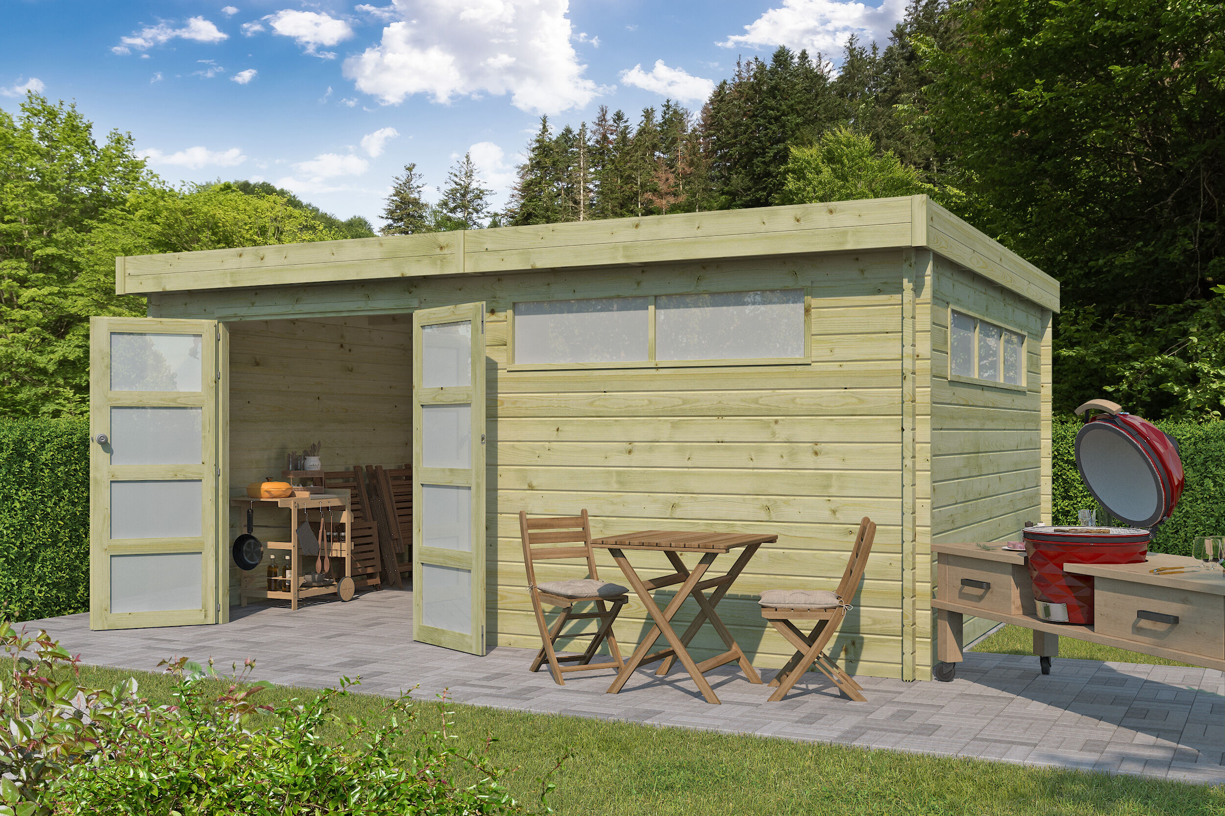 Flachdach Gartenhaus Modell Nelo 44 E Rabatt: 17 %