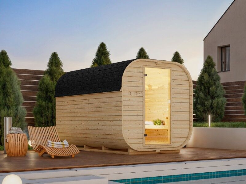 Fass-Sauna Modell Quadro Koura-3