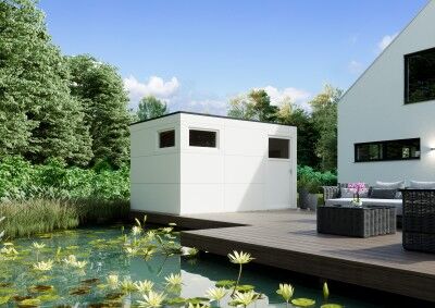 Premium HPL Design Gartenhaus Größe 2 weiß