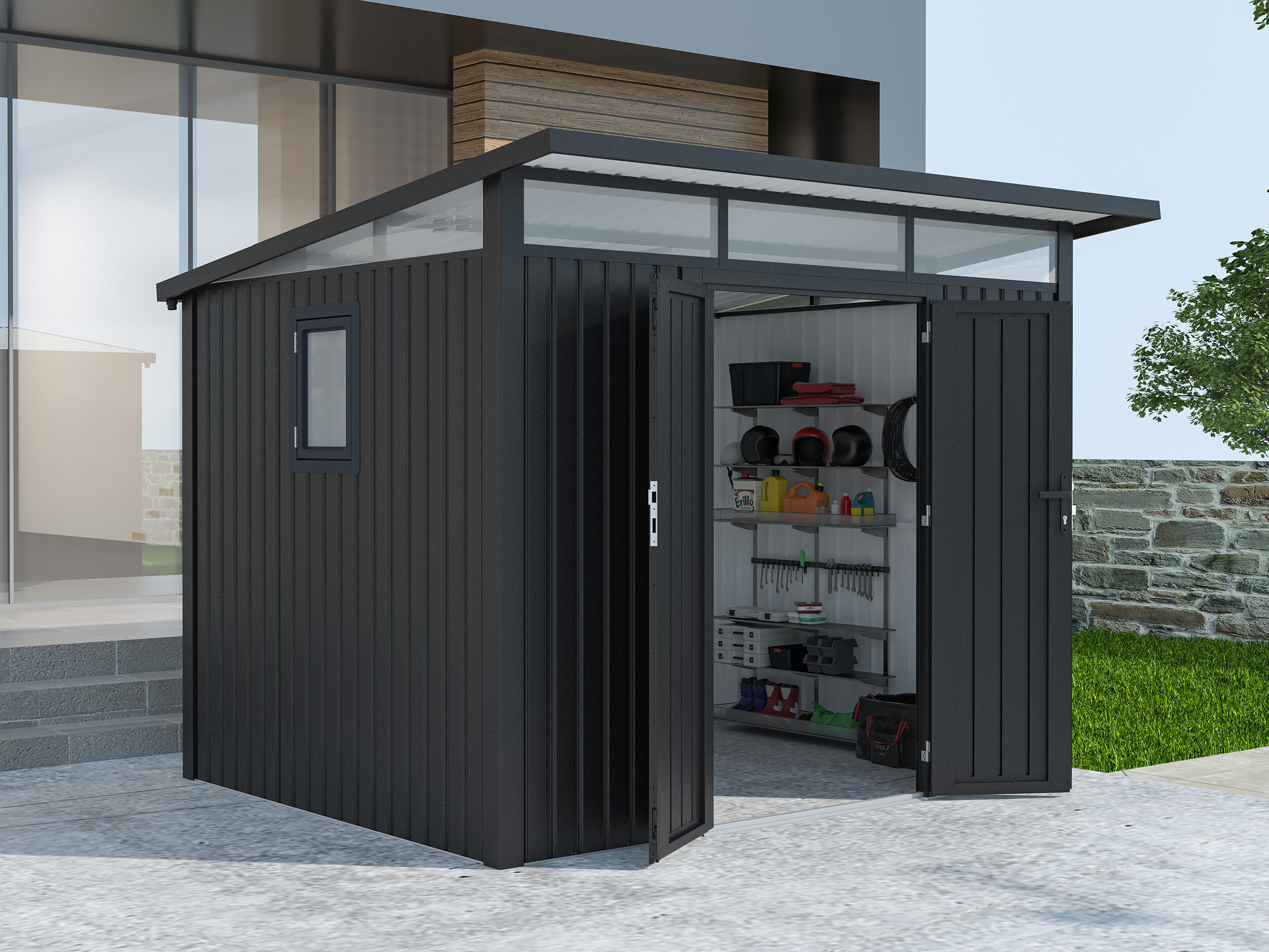 26% Discount! Metall Gerätehaus Modell Skylight 5,80 m² Anthrazi