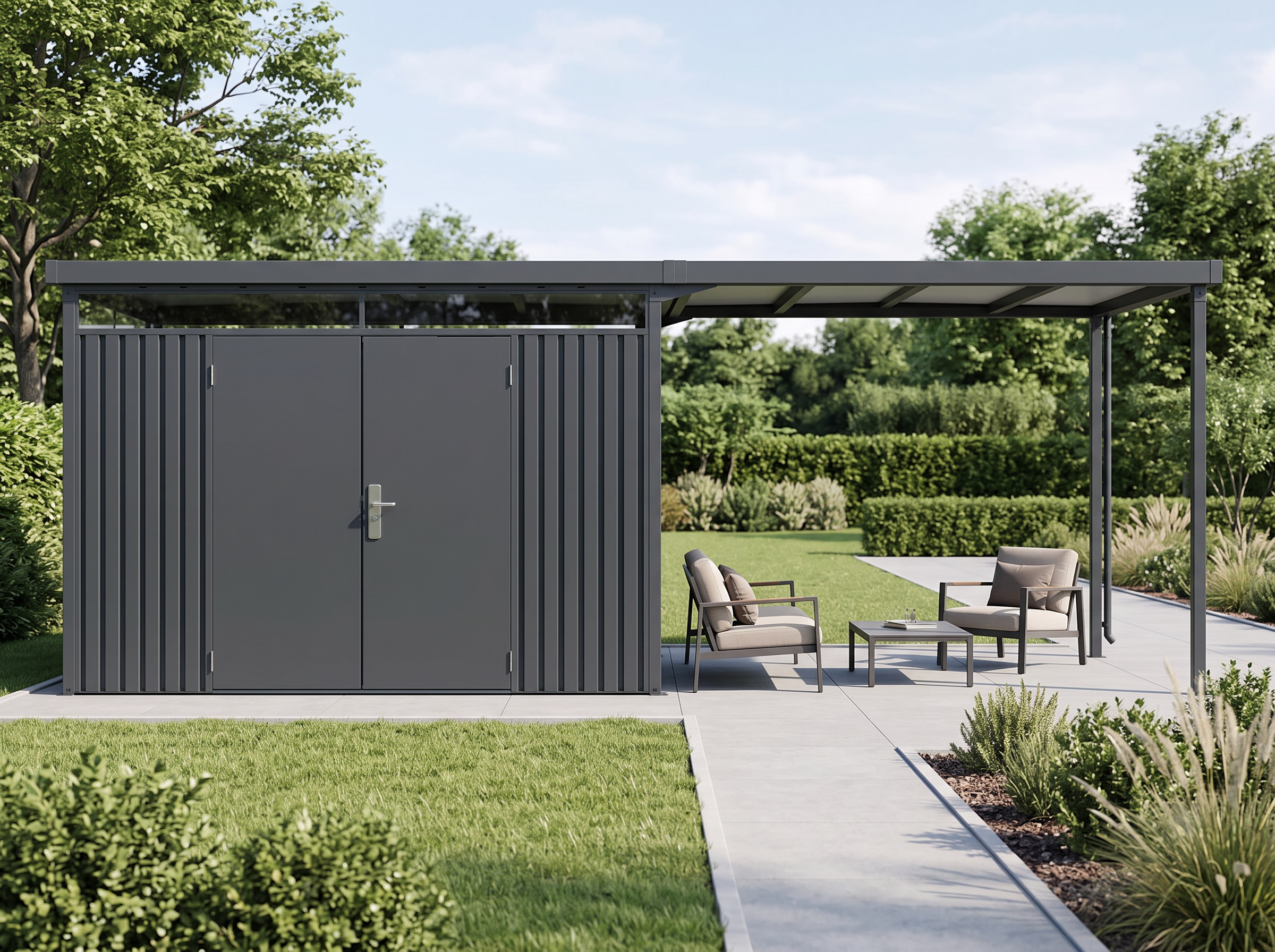 22% Rabatt ✓ 3 × 3 m | StarLine Metall Gerätehaus Solidum 17,22 m² | zweiraum | modern