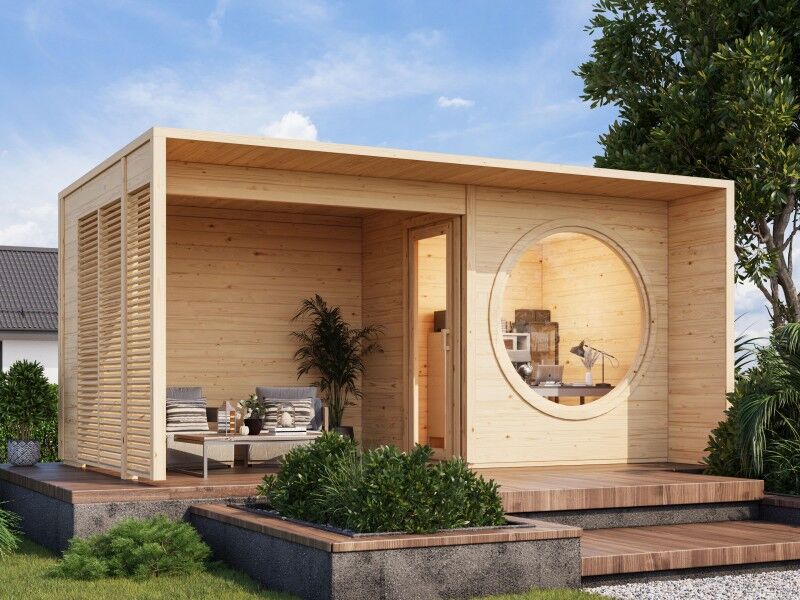 Fjordholz Gartenhaus Modell Office Box Größe XXS +SD natur