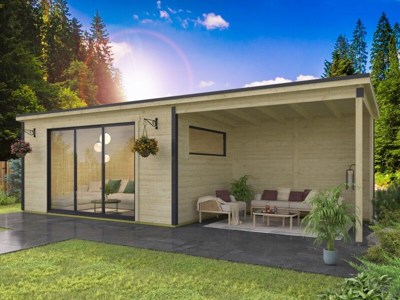Fjordholz Gartenhaus Modell Poel-3 mit Anbau