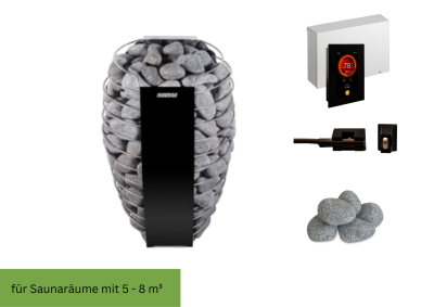 Harvia Saunaofen Spirit Schwarz 6 kW inkl. Saunasteuerung Harvia Fenix WiFi Core
