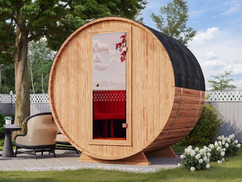 Fjordholz Fass-Sauna Modell Mini Luxe