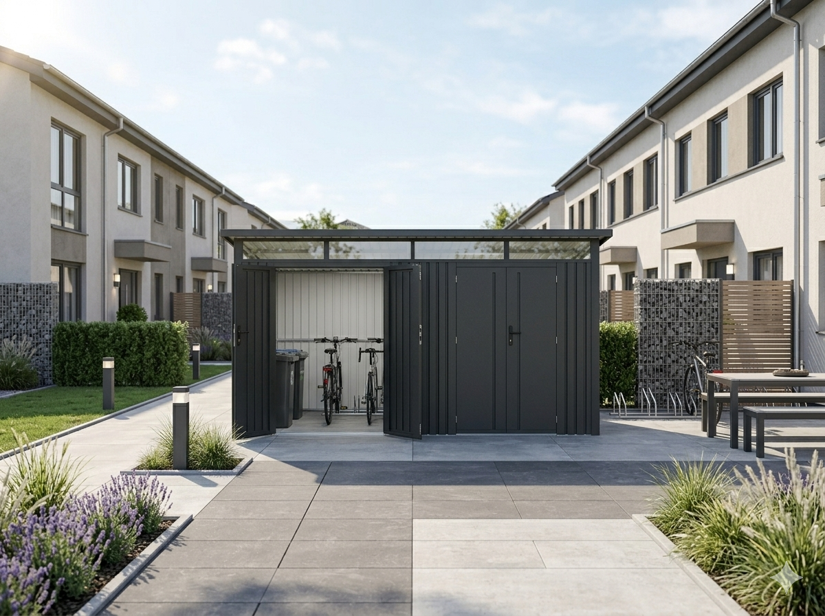 Metall Gerätehaus Modell Skylight 2-Raum 8,95 m²