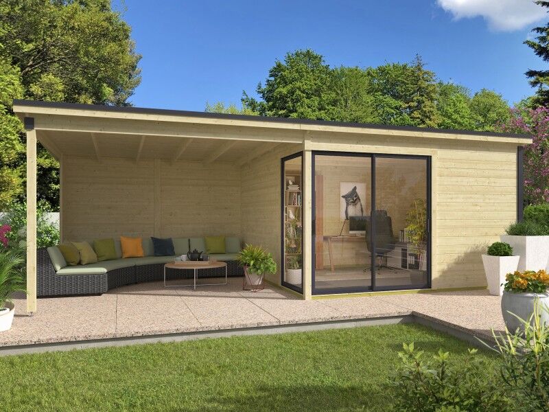 Fjordholz Gartenhaus Modell Amrum-3 mit Anbau