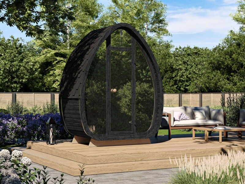 Fjordholz Fass-Sauna Modell Luxe-1 Plus Black Edition