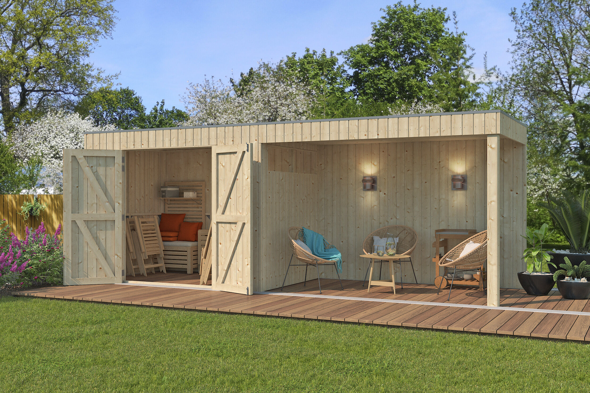 Gartenhaus Modell QBV-Line 5,90 m² + 300 cm Anbau Rabatt: 26 %