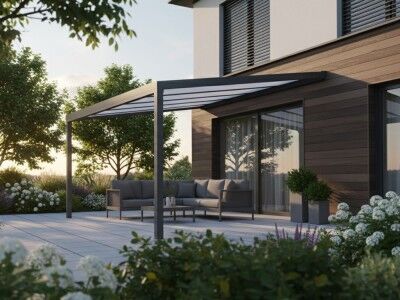 Alu Terrassenüberdachung Modell PolyLine 430 x 300 cm