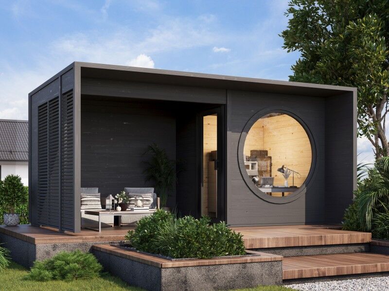 Fjordholz Gartenhaus Modell Office Box Größe XXS +SD schwarz