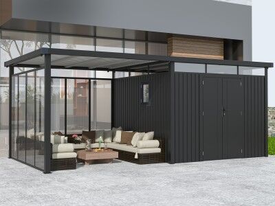 Metall Gerätehaus Modell Style 7,56 m² Spar-Set-5 Anthrazit