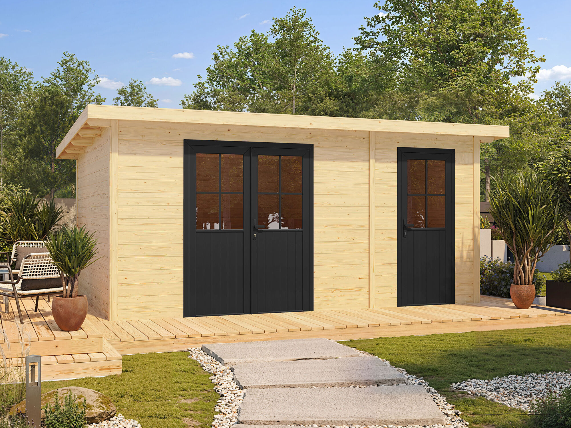 26% billiger ! Fjordholz Gartenhaus Modell Alu Line 28-F