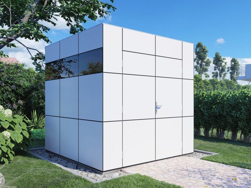 HPL Design Gartenhaus Größe 1 anthrazit/weiß
