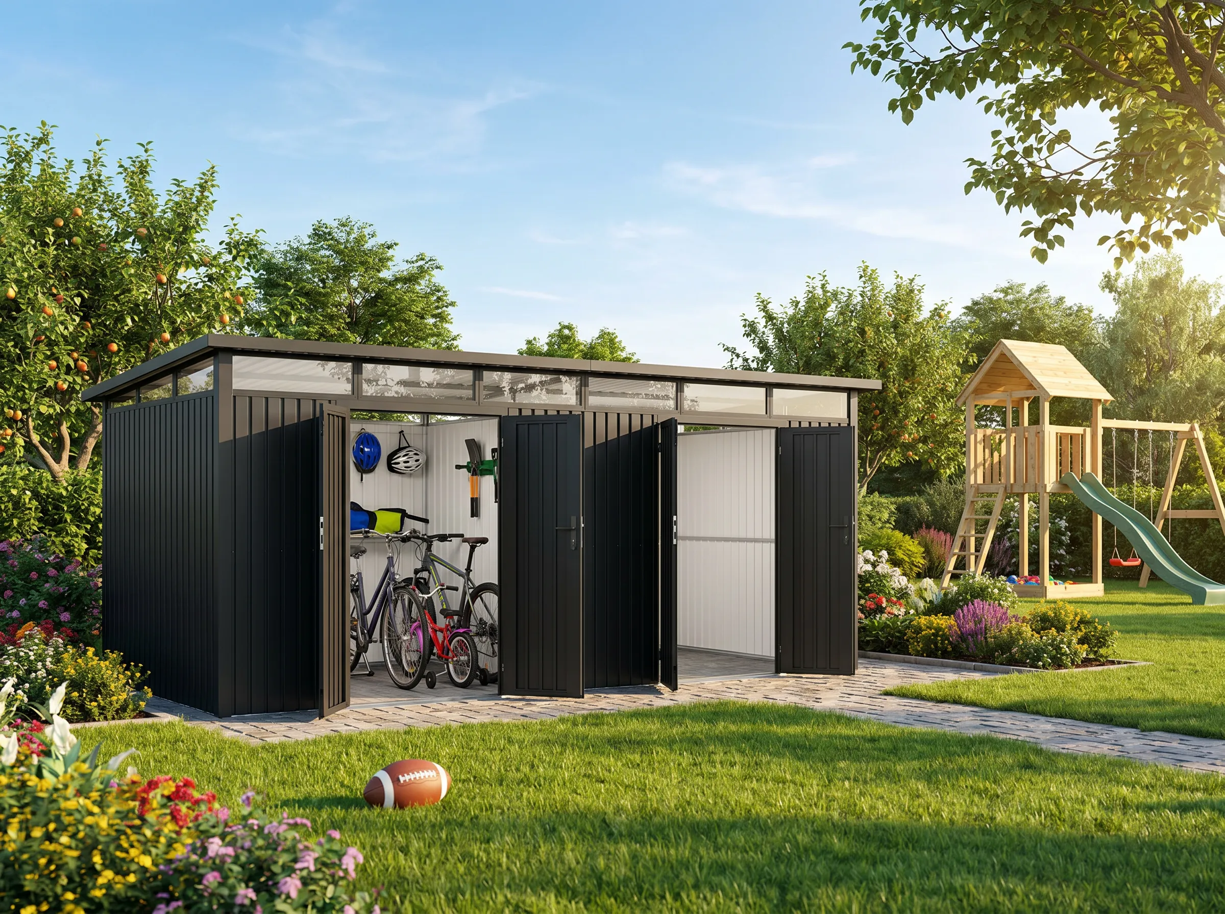 Metall Gerätehaus Modell Skylight 2-Raum 8,95 m²